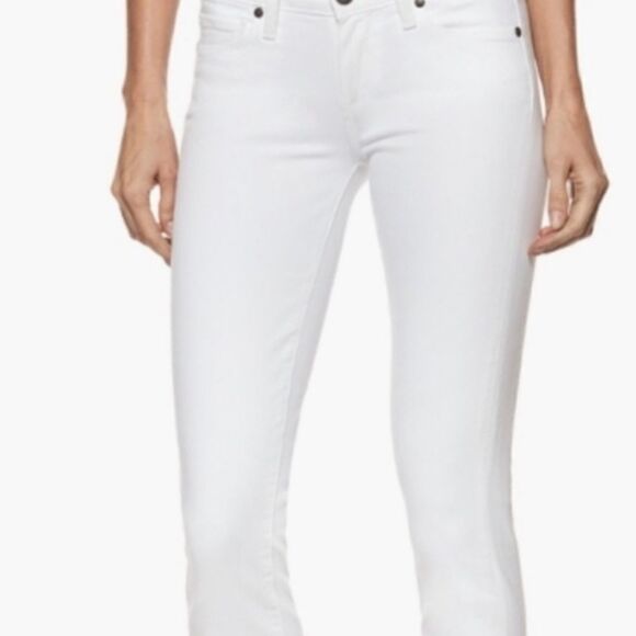 Paige Skyline Ankle Peg Stretch White Skinny Jeans Size 26 - Picture 1 of 16